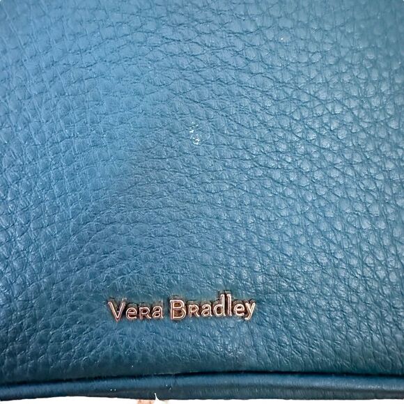 Vera Bradley ~ Elena Teal Green zipped mini crossbody w/ gold chain strap - Picture 5 of 16